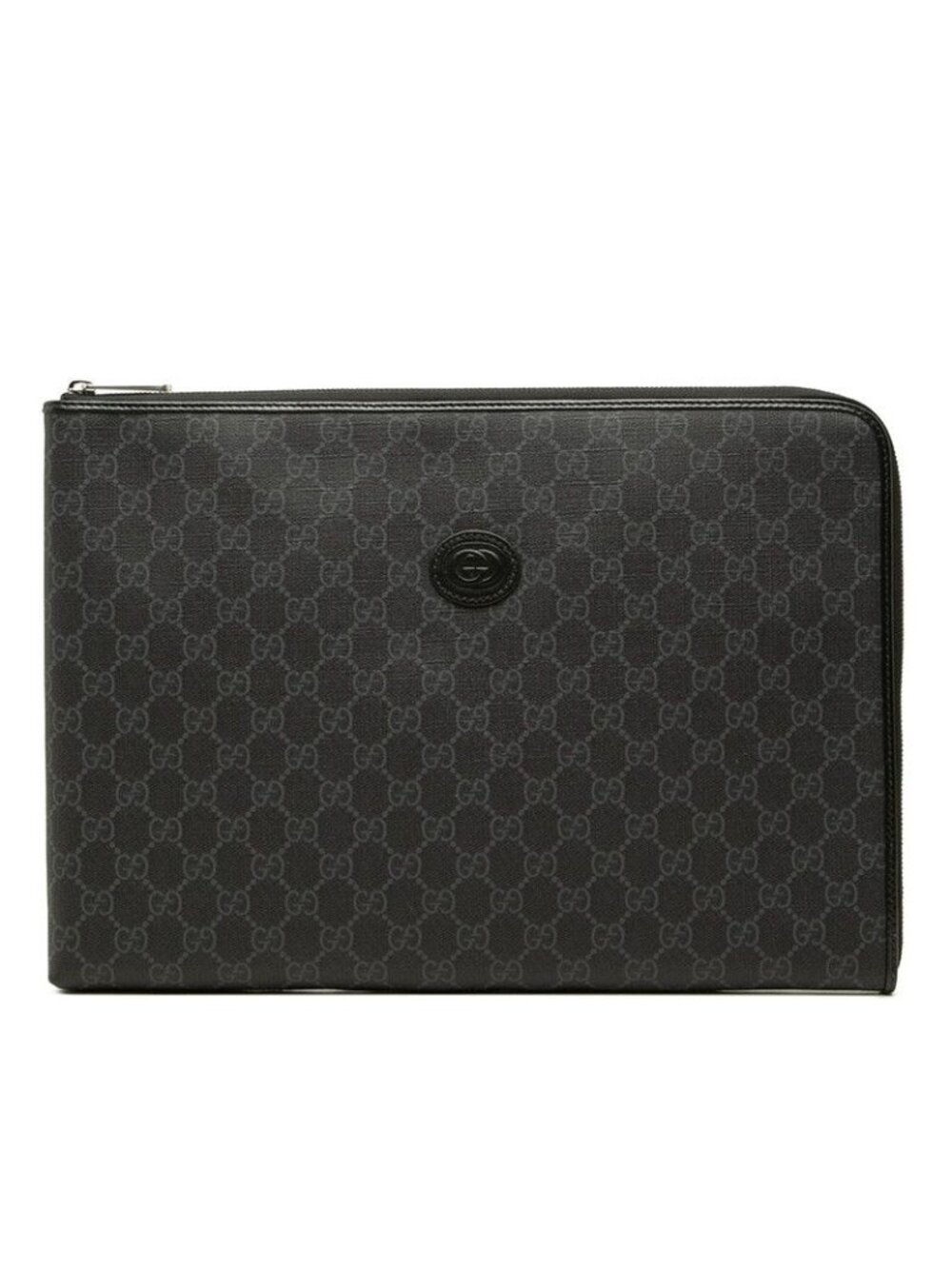Gucci GG Supreme Clutch Black Leather